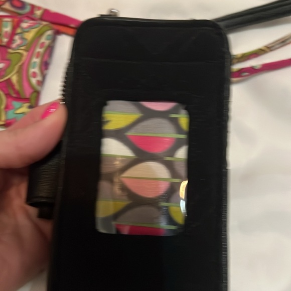 Vera Bradley Black Fabric Zip Around Wallet & Pink Floral VB ID Lanyard - Picture 13 of 14